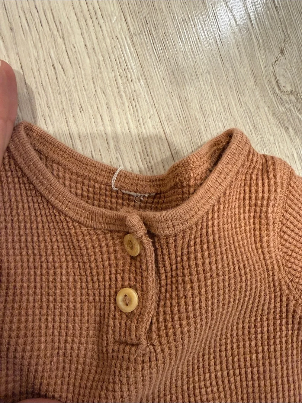 H&M Baby Organic Cotton Waffle Knit Baby Set in Rust